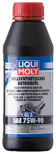 Liqui Moly 1413, Vollsynthetisches Getriebeöl (GL5) SAE 75W-90, 500 ml