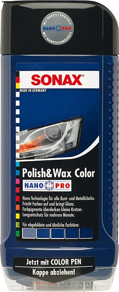 SONAX 296200 Polish & Wax COLOR blau Nano Pro, 500ml